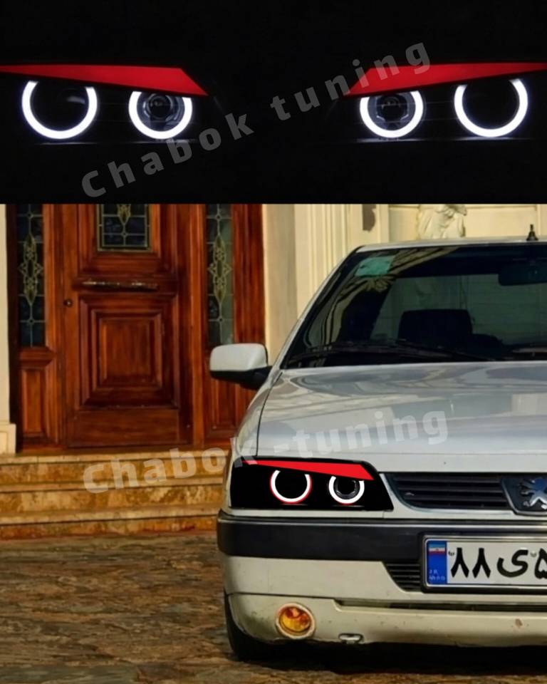 چراغ جلو پژو405slx طرح BMW سفید ابرو قرمز