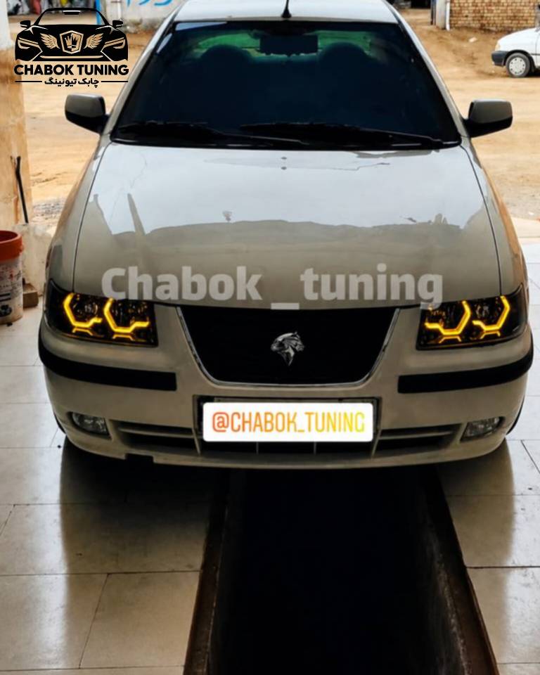چراغ جلو سمند طرح i8 سه بعدی انبه ای داخل مشکی
