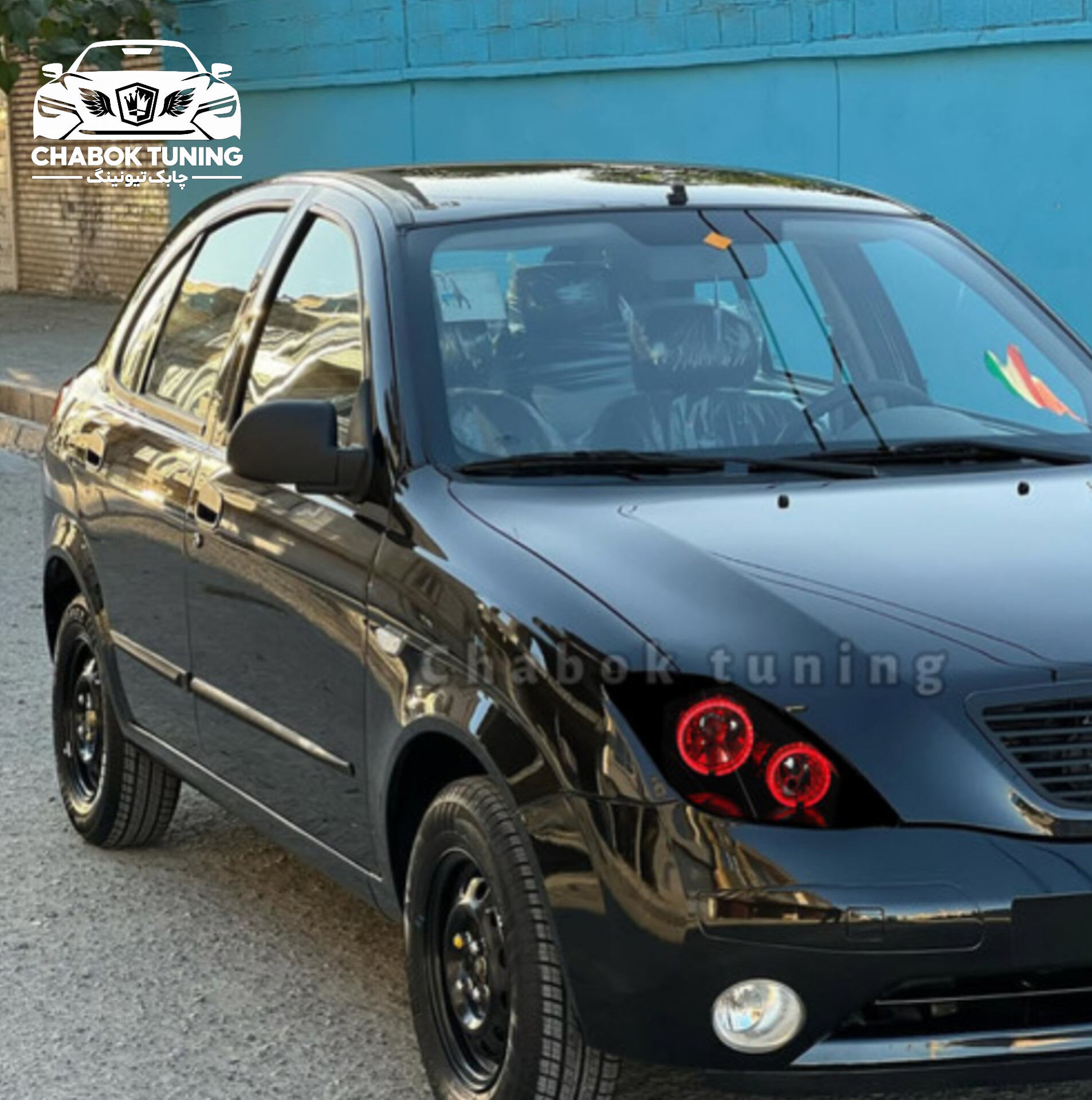 چراغ جلو تیبا 1 و2 گلس قرمز داخل مشکی